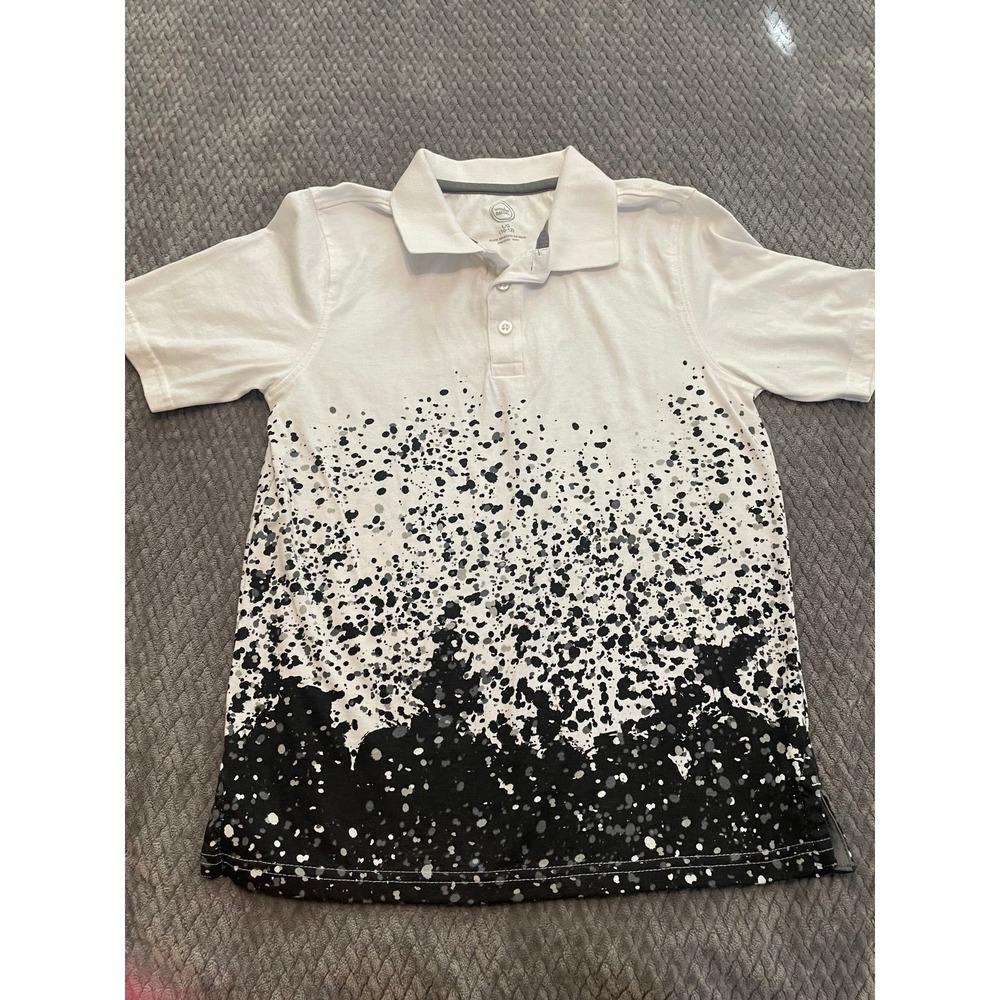 Boys Polo Shirt by Wonder Nation - Black/White- size L(10/12)